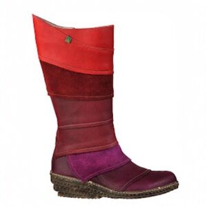 El Naturalista Mid Calf Leather Boots EU 38 = US 7.5 8 Red Purple Made in Spain